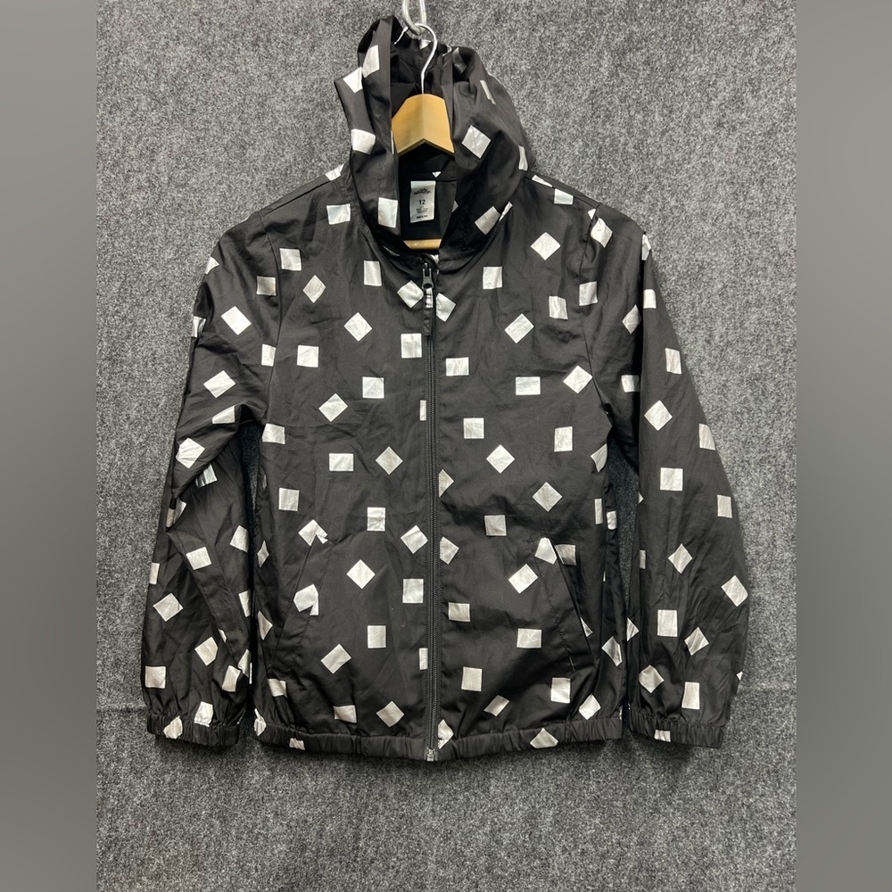 Girls Miss Understood Blk/Silver Squares Lightweight Jacket Size 12